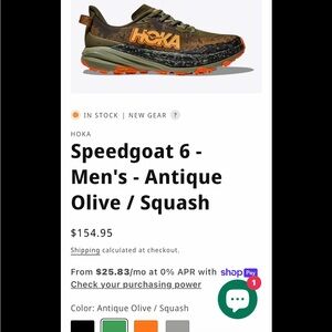 Hoka Speedgoat 6 Men's Shoes - Olive and Orange